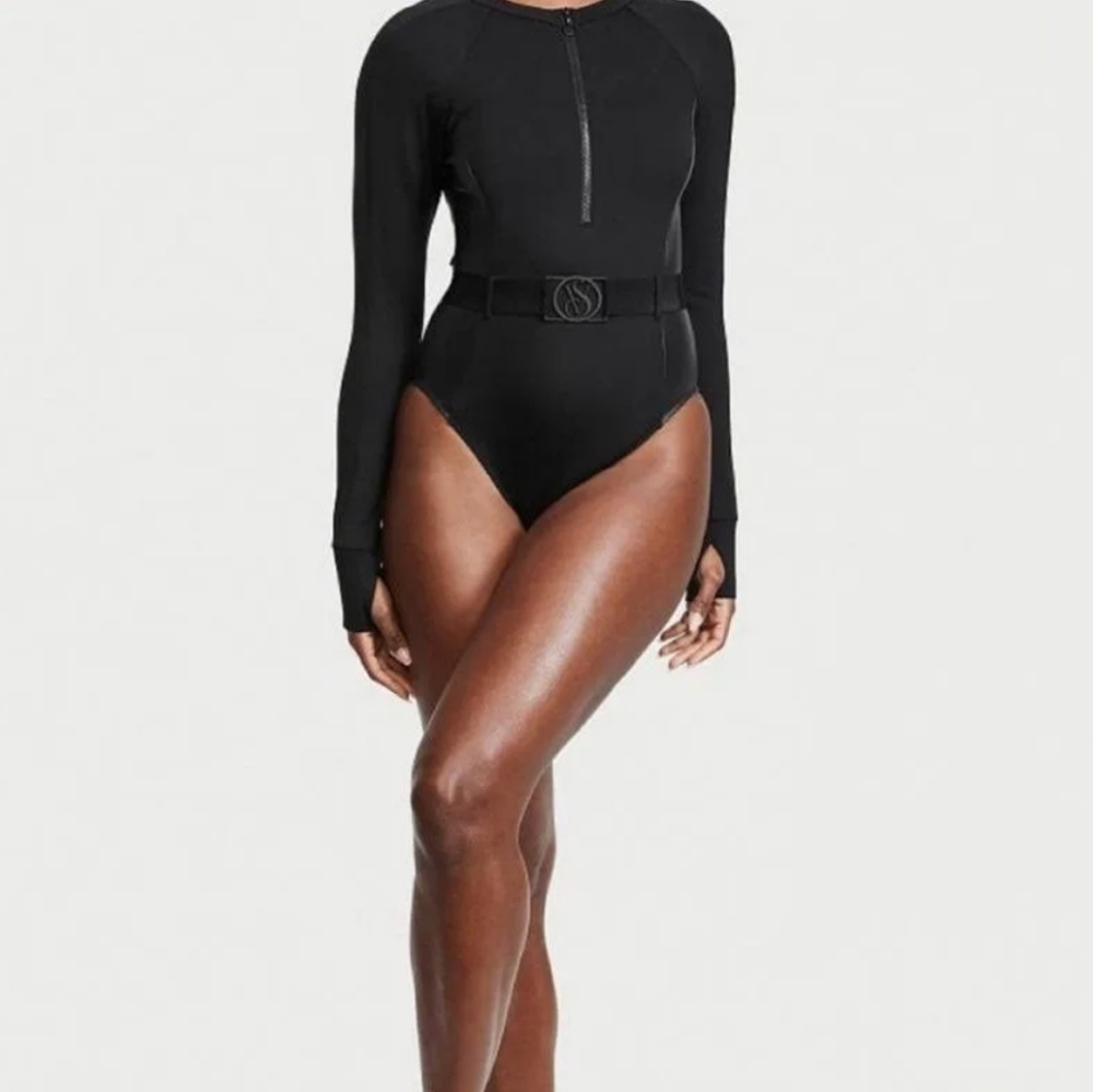Victoria's Secret VS Sport Glam Long-Sleeve Surf One-Piece Large NEW